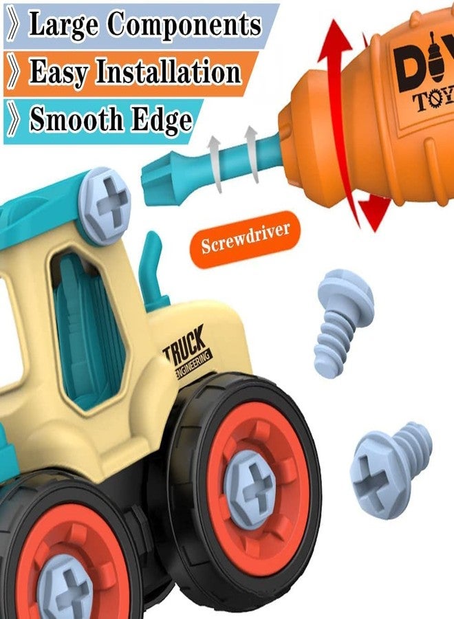 TOYVELLY مجموعة ألعاب TOYVELLY المكونة من 4 قطع، شاحنة وسيارة قابلة للتفكيك، مجموعة بناء رملية للأطفال، مع أداة تفكيك، متعددة الألوان - Image 4